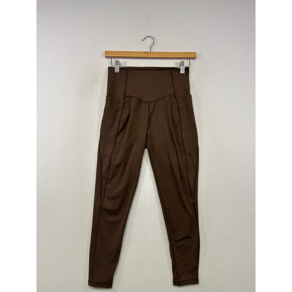 Athleisure Jockey Womens Small Brown High Waisted Side Pocket Active Leggings
